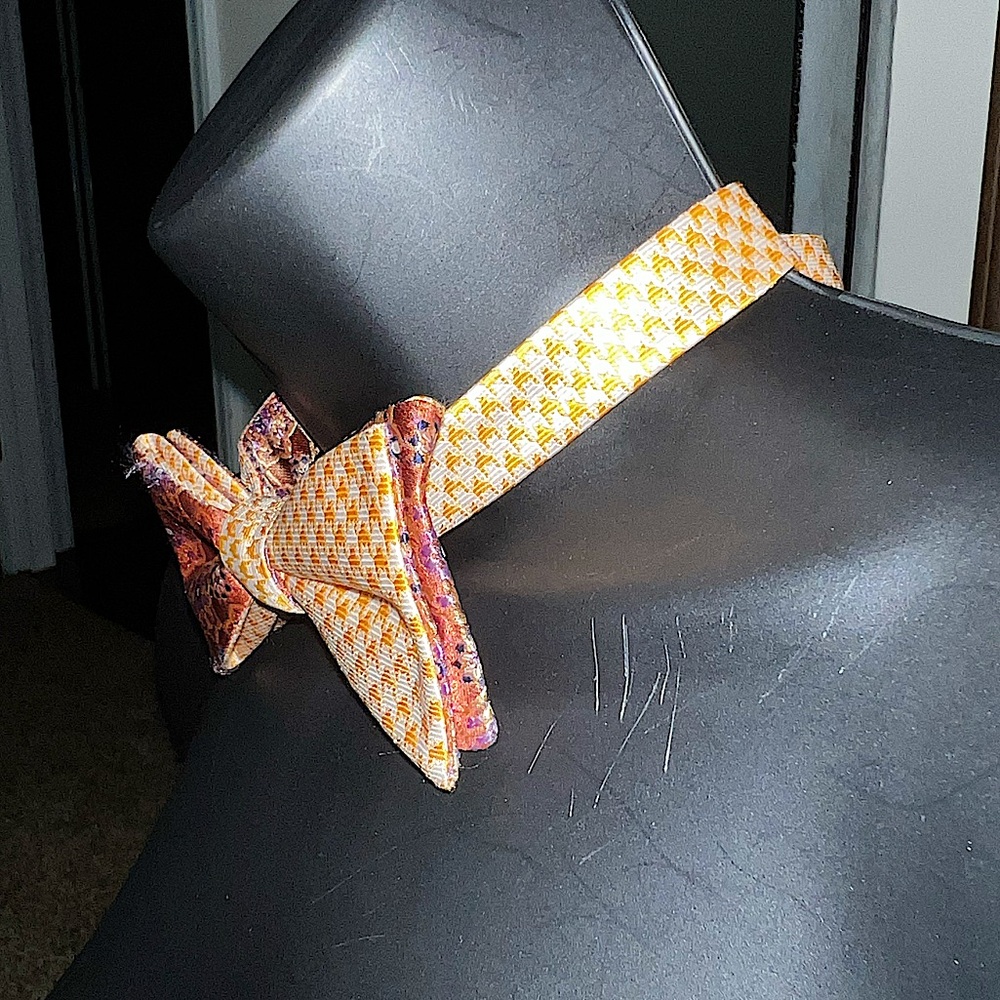 Red & Orange Retro Patterned Small Adjustable Neck Tie One Size - Picture 2 of 10
